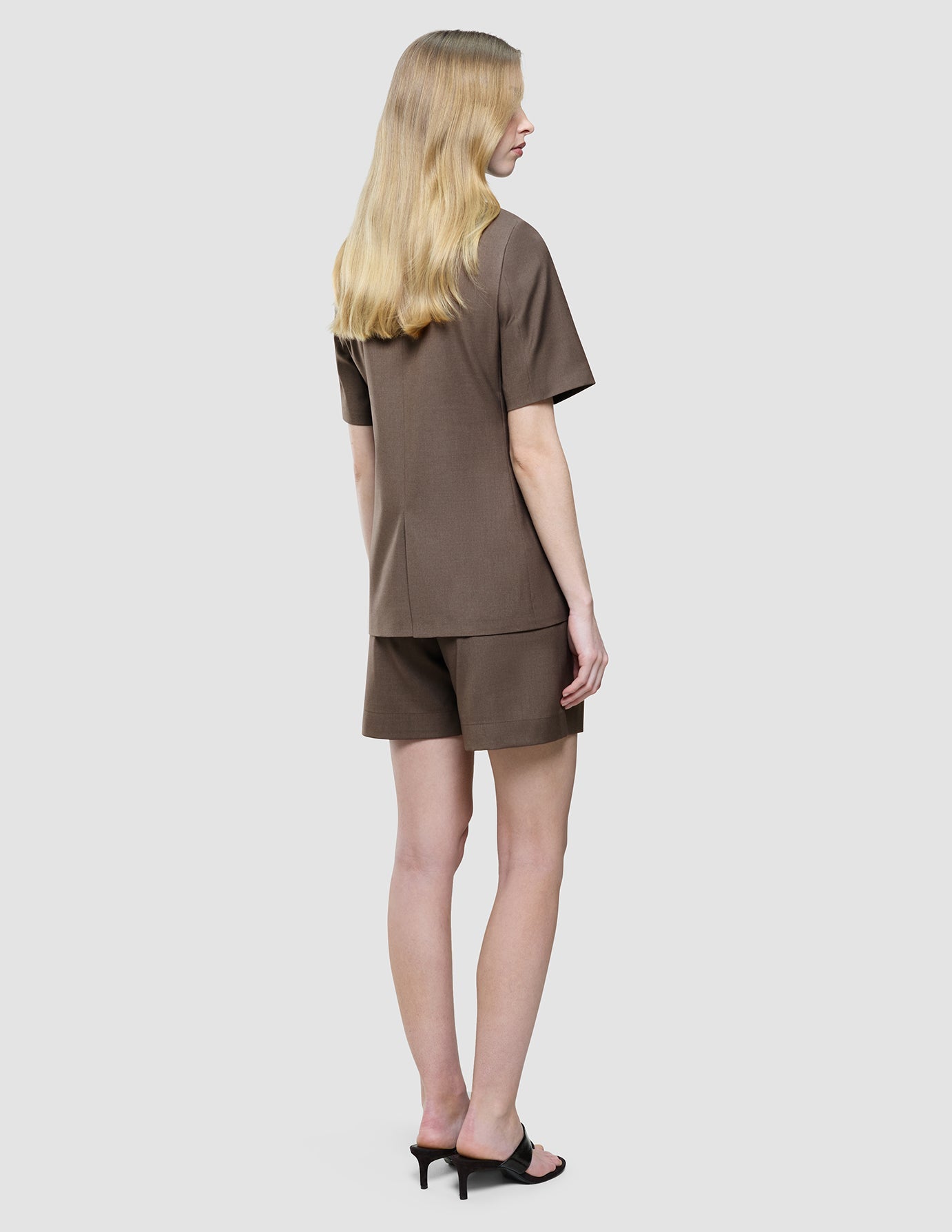 Women Skye Short Sleeved Blazer Dark Chestnut Melange